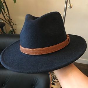 Brand New RVCA Navy Fedora 100% Wool